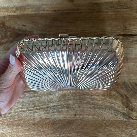 INC International Concepts Rose Gold Clutch w/Chain - Picture 3 of 4